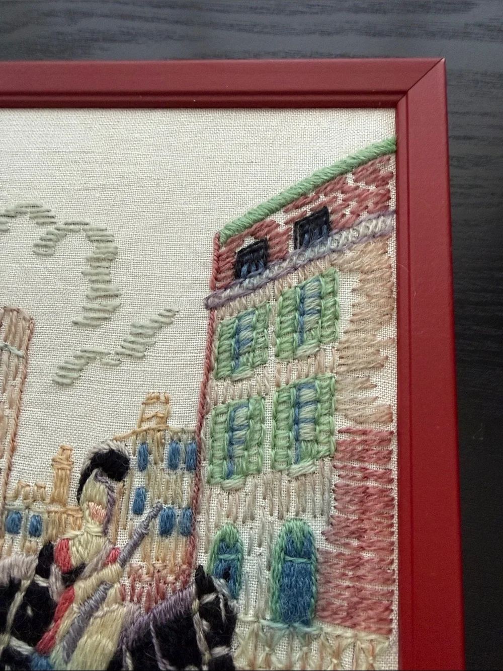 Embroidered St. James Palace London Wall Art - Red Frame